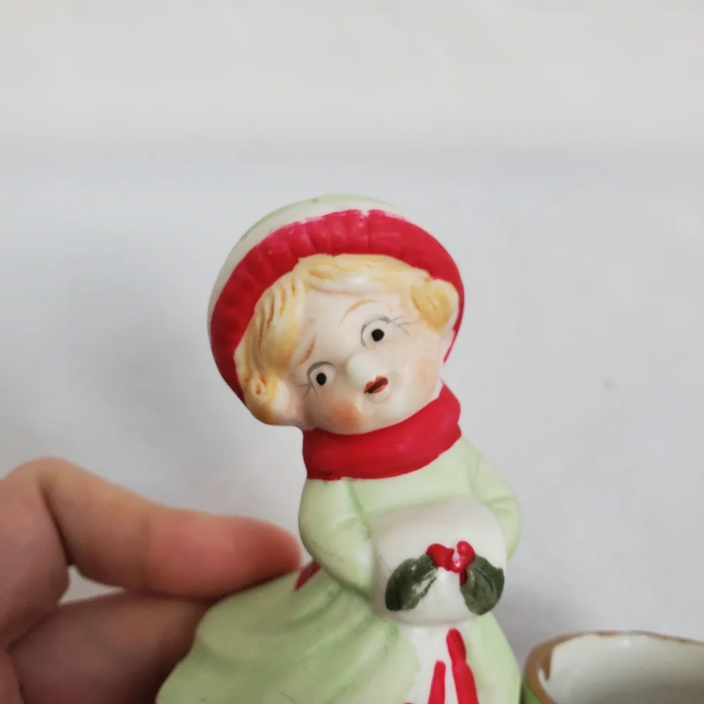 Vintage Jasco Luvkins Christmas Girl Candle Holder